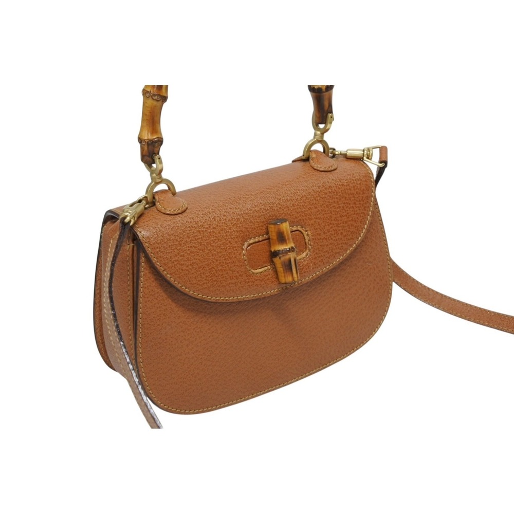 GUCCI Bamboo bag handbag shoulder brown leather - Picture 3 of 10